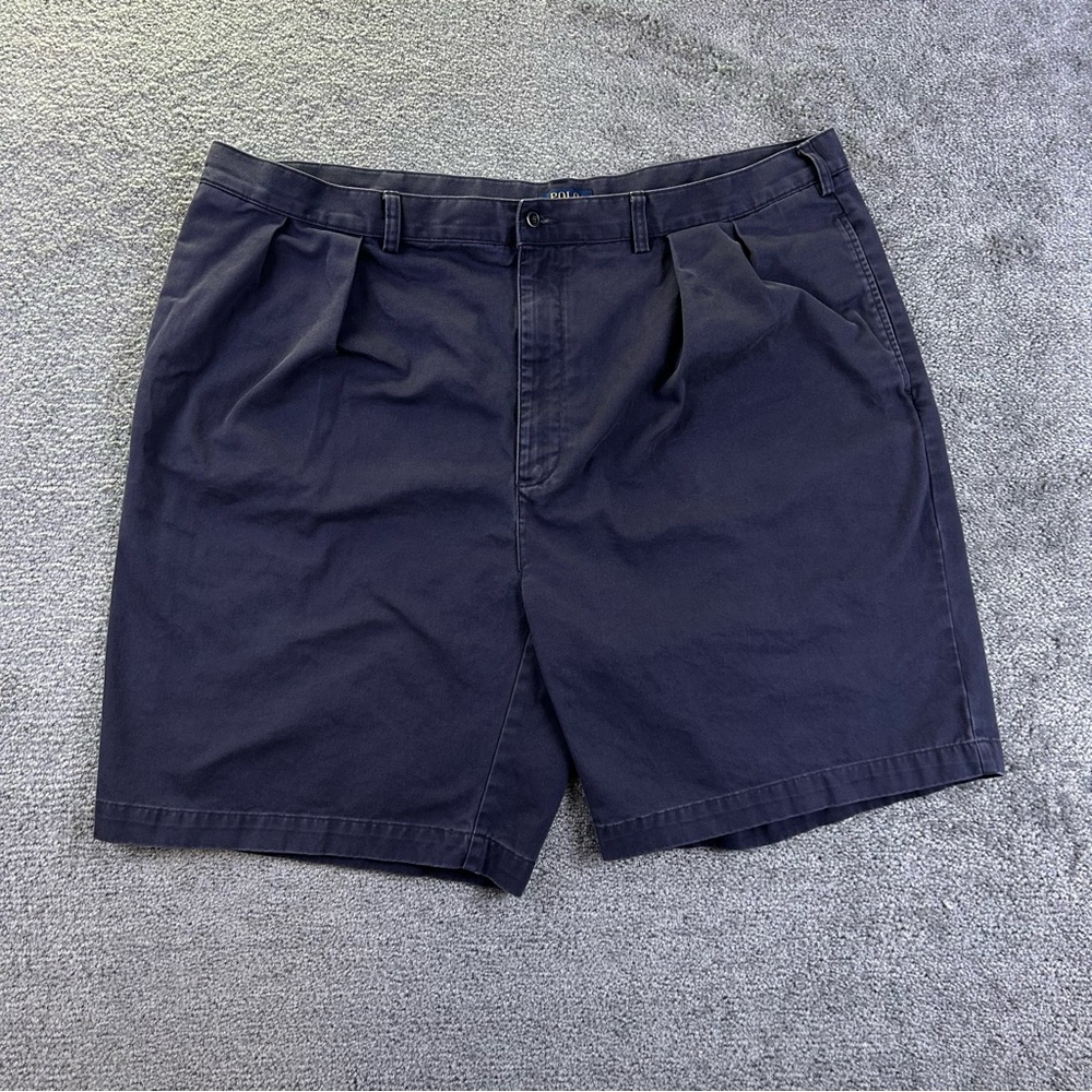 Polo Ralph Lauren Shorts Mens 46B Blue Classic Chino Pleated Cotton Casual EUC